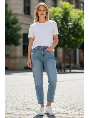 Good American Women's High-Waisted Distressed Cropped Jeans - Indigo Blue Size 1